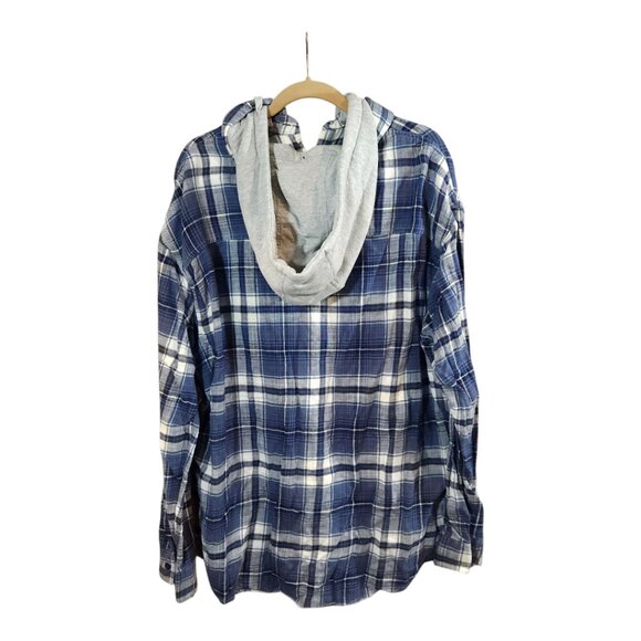 NEW American Eagle Super Soft Hooded Plaid Flannel Button-front Shirt Men's XXL - Picture 7 of 9